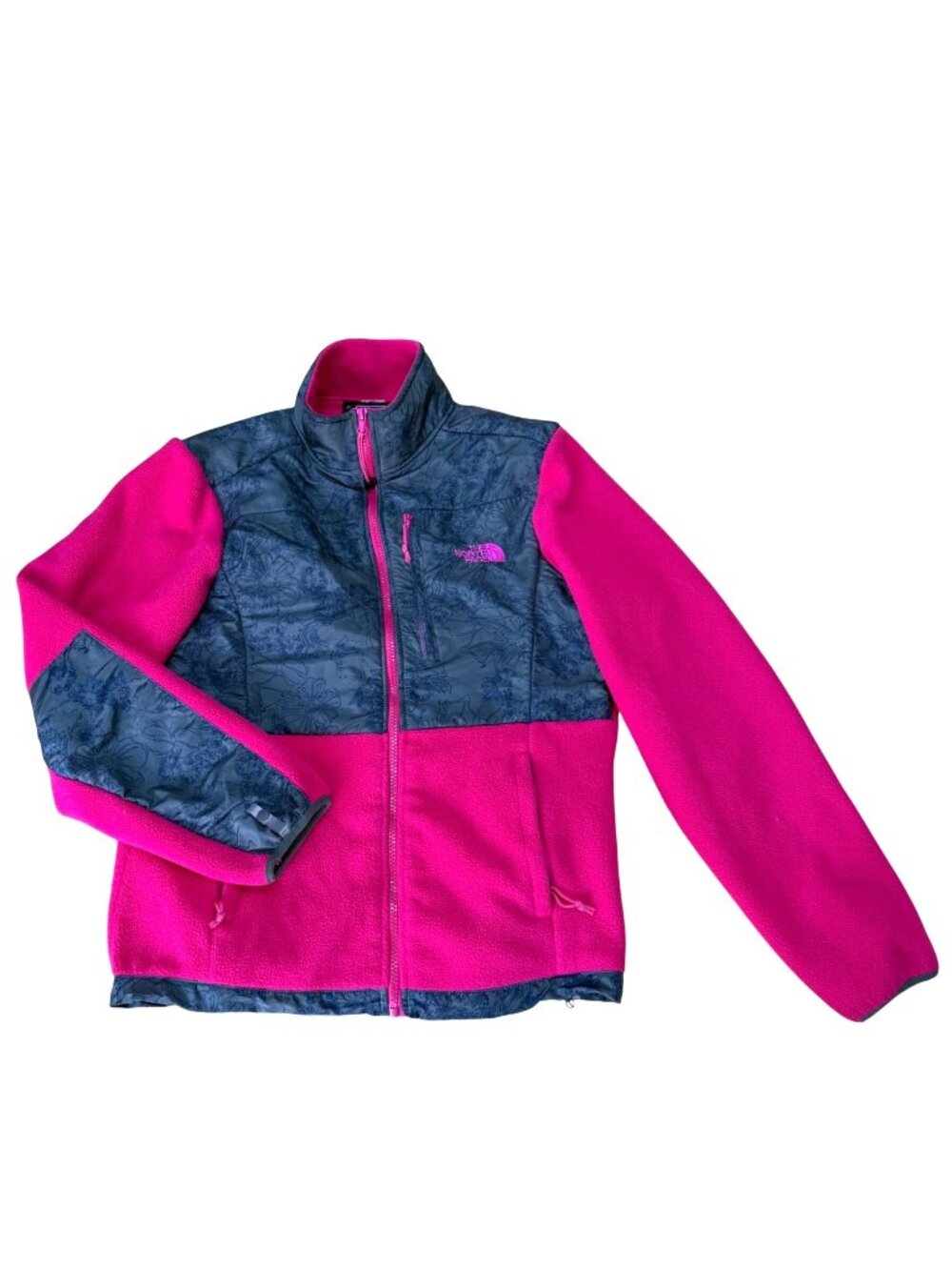 The North Face Women's Fleece Jacket Sz L Pink Floral Denali Polartec Y2K Winter